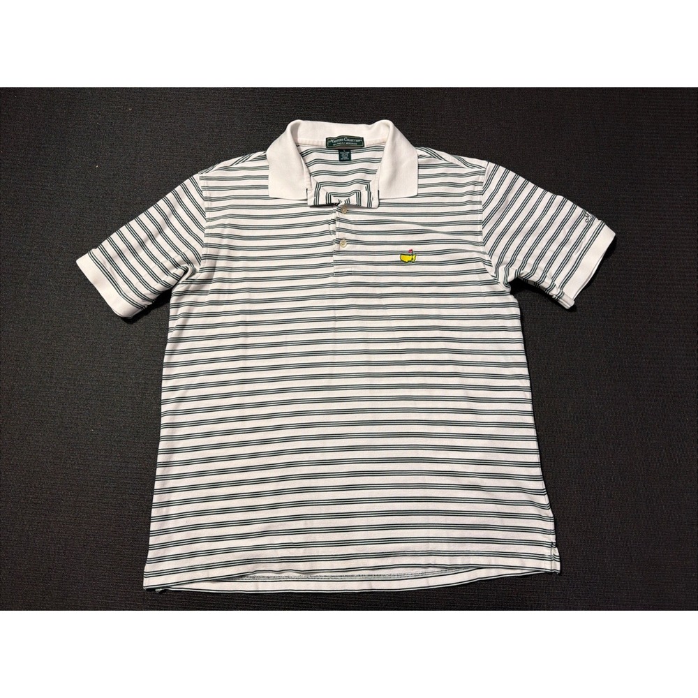 Masters‎ Collection Men's 60's 2-ply Mercerized Polo Shirt Large Green Striped